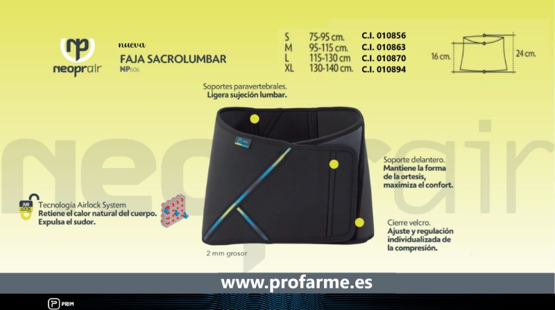 NEOPRAIR FAJA SACROLUMBAR M NP606