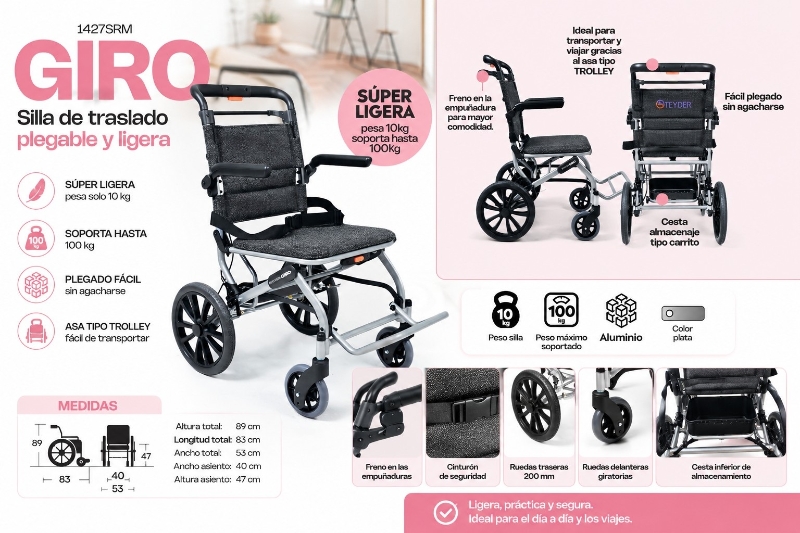 SILLA TRANSITO GIRO RD500 41CM ALUMINIO